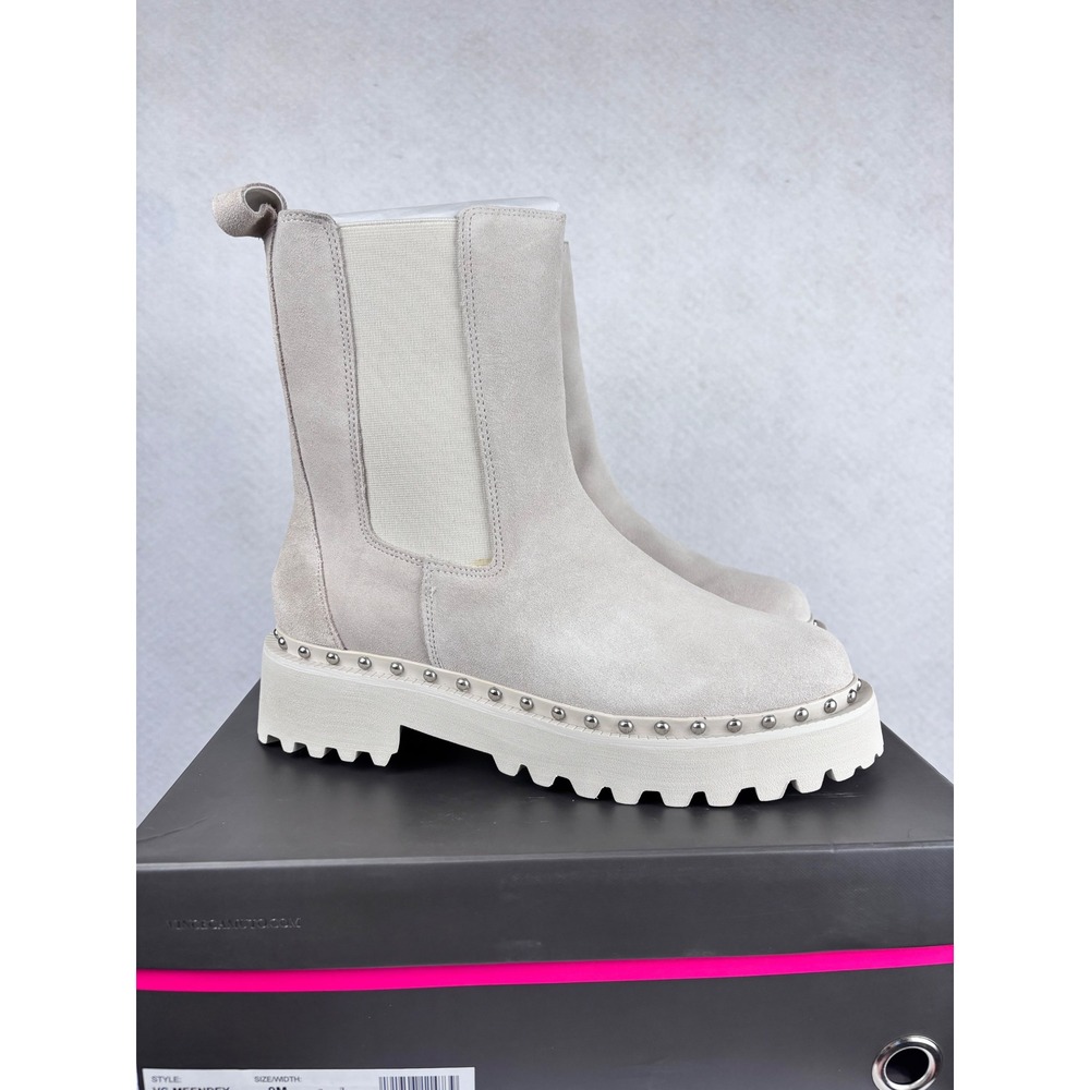 Vince Camuto Meendey Milky White Suede Studded Lug Sole Chelsea Boots Womens 9M - Picture 3 of 6